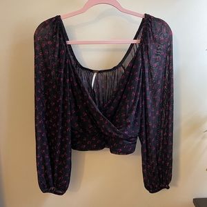 Free People - Floral Mesh Wrap Crop top